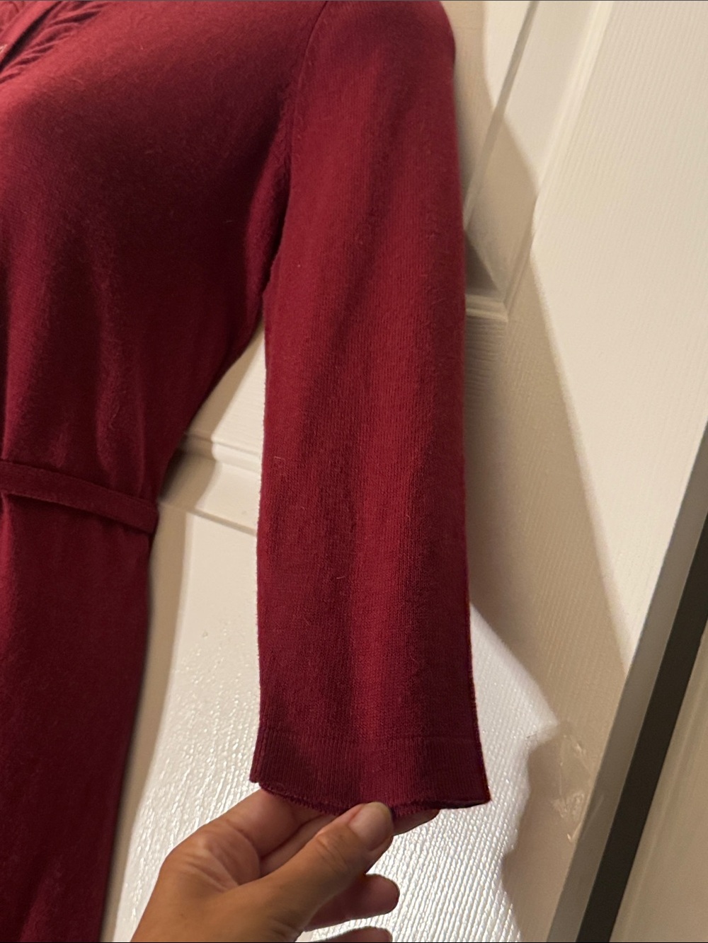 Jones New York Red Ruffle-Trim Button Front Midi Dress with Tie Waist - Picture 6 of 9